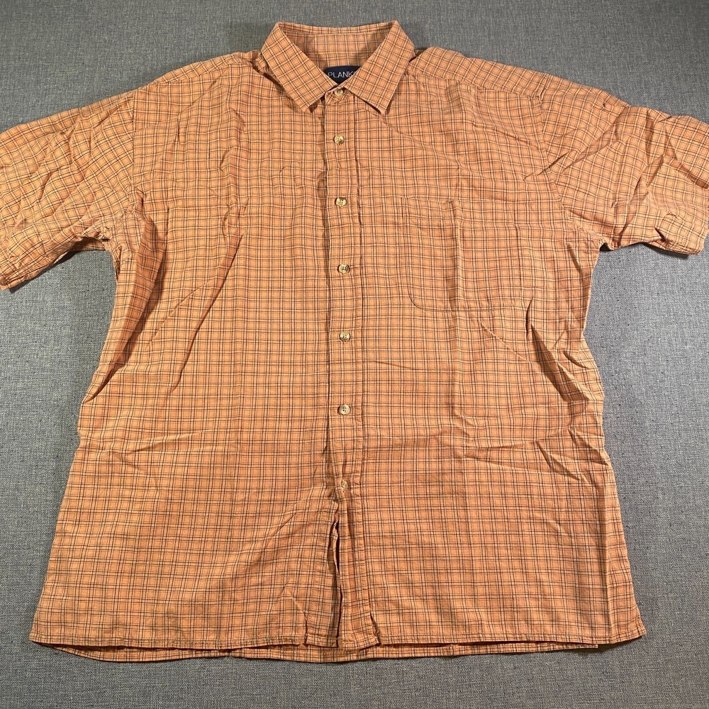 Planks Check Plaid Long Sleeve Button Shirt Mens Size XL Orange